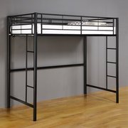 Twin Premium Metal Loft Bed ~ Black ~ College Dorm