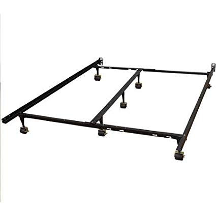 Hercules Universal Heavy Duty Adjustable Metal Bed Frame with Double Rail Center Support Bar Fits All Mattress Sizes