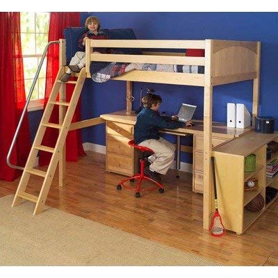 Maxtrix Kids Grand 3 / Giant 3 Full High Loft Bed with Long Desk and 3 1/2 Drawer Chest