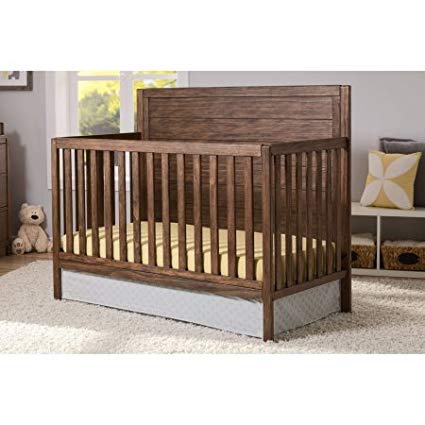 Delta Children 4 in 1 Convertible Nursery Crib with Strong and Sturdy Built, Converts into Toddler Bed, Daybed and Full Size Bed, Rustic Oak