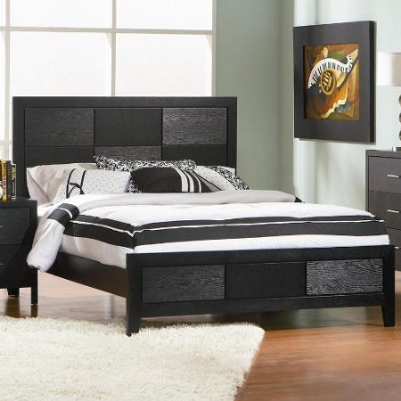 Grove Collection Queen Black Bed Heaboard Footboard Rails