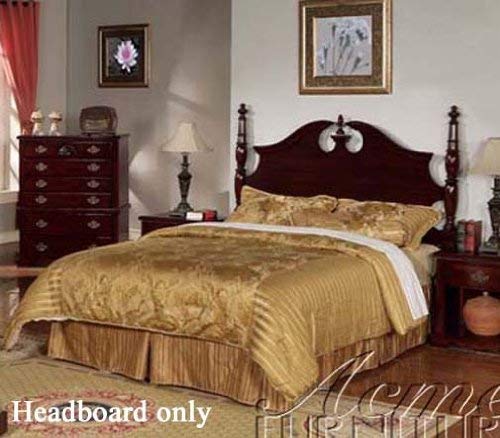 Queen Size Headboard with Posts in Dark Cherry Finish