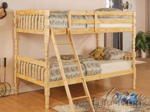 Twin Size Bunk Bed Cottage Style in Natural Finish