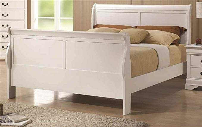 Coaster Home Furnishings Sleigh Bed in White Finish (Queen - 91 in. L x 62.75 in. W x 47 in. H)