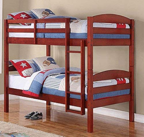 Mainstays Twin Over Twin Wood Bunk Bed, Cherry