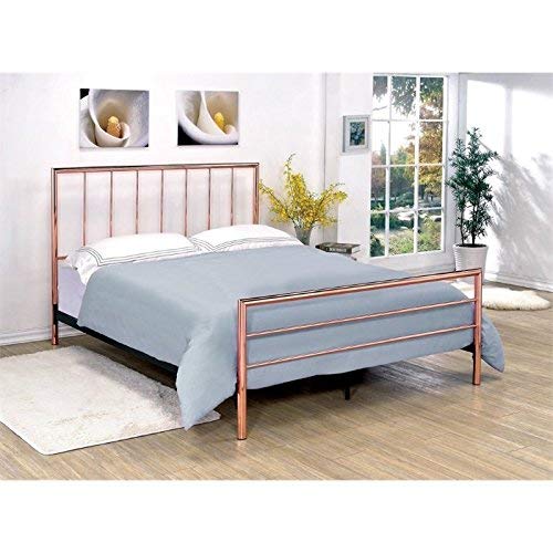 Furniture of America Constanza Queen Metal Slat Bed in Rose Gold