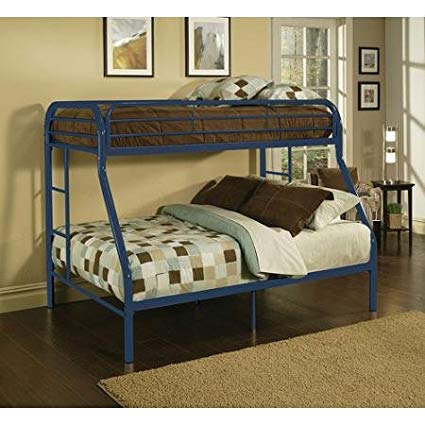 Twin Over Full Metal Bunk Bed, Multiple Colors (Blue)