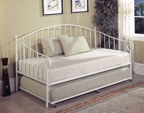 Kings Brand Furniture White Metal Twin Size Day Bed (Daybed) Frame with Trundle