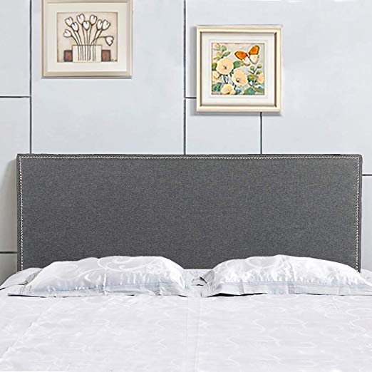 Headboard Fabric Upholstered Queen Size Headboard with Heavy Duty Modern Grey Linen Tufted Button