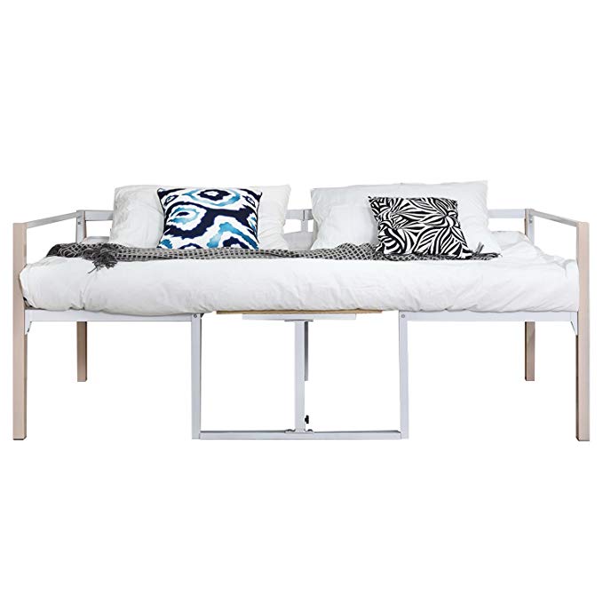 GreenForest Daybed Bed Frame with Wooden Board Mattress Support Foundation Steel Slat Platform Base Twin Size