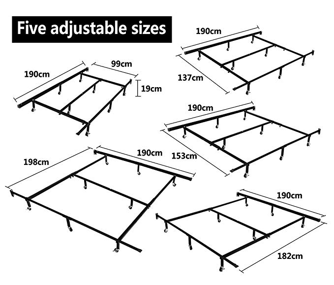 HLC Metal Bed Frame Box Spring Base with Removable Wheels and Adjustable Sizes to Any Beds