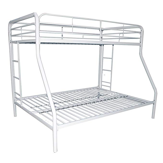 BestMassage Twin/Full Metal Bunk Bed，Durable Steel Frame Bunk Bed with ladder