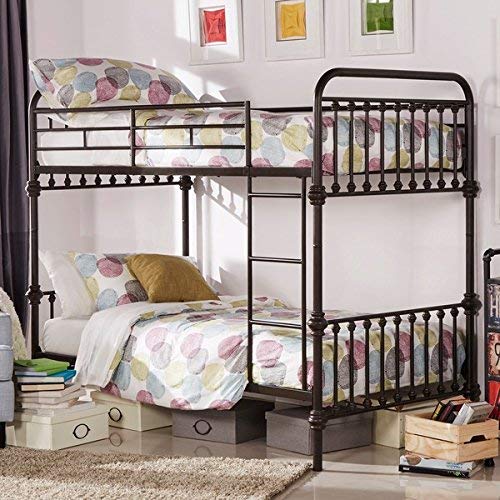 Kid's Bunk Bed Frame Wrought Iron Cast Metal Vintage Antique Rustic Country Style Bedroom Furniture