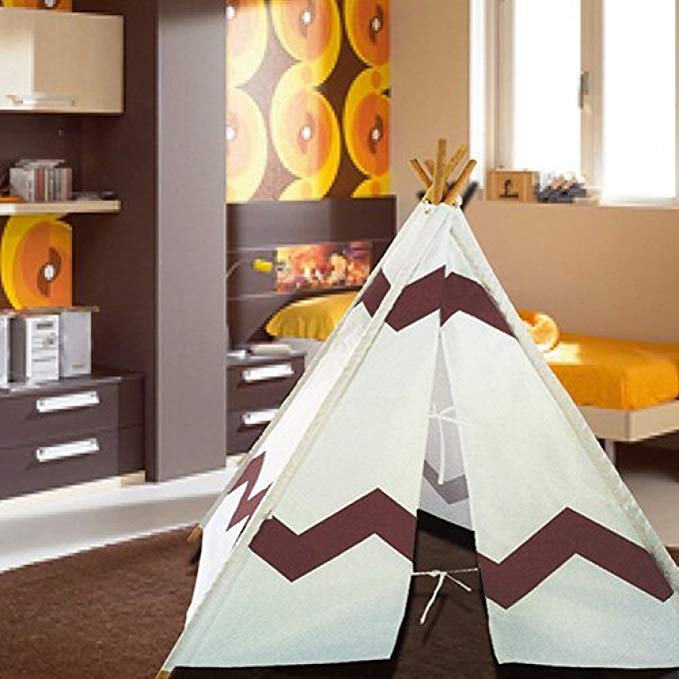 Modern Home Children's Indoor/Outdoor Teepee Set with Travel Case - Navajo Brown