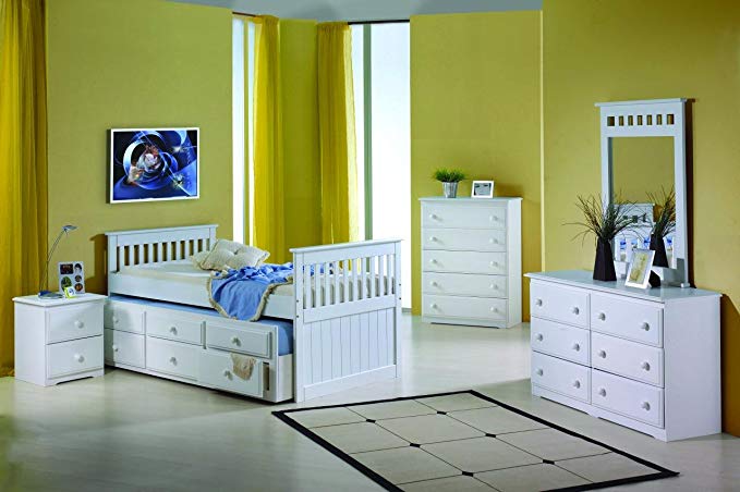 Twin Mission Captains White Trundle Bed