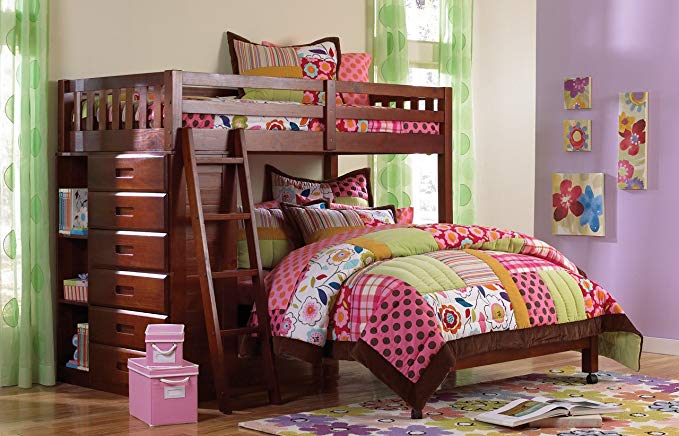 Discovery World Furniture Twin Over Full Loft Bed in Merlot Finish