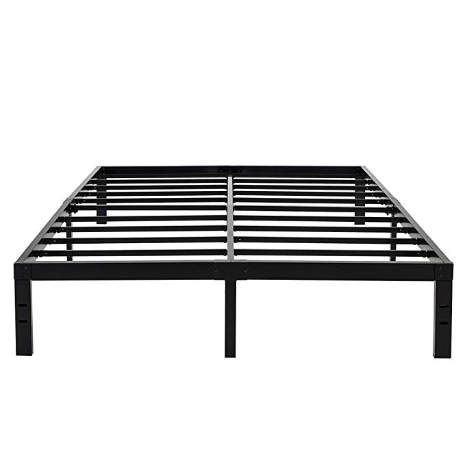 HOMUS Minutes Assembly 14 Inch Queen Size Bed Frame, Integrated Structure Platform Mattress Foundation, Quiet Noise Free/Solid/ Sturdy/Heavy Duty/Black, (Queen)