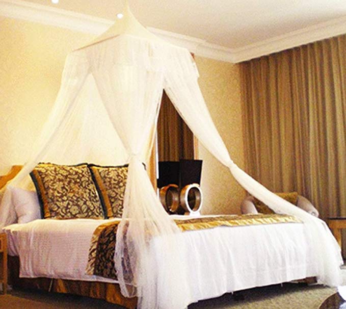 DreamMa White Square Top Bed Canopy - Holiday Resort Style