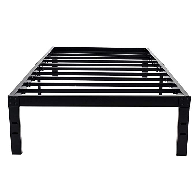HOMUS 14 Inches Steel Slat Platform Bed Frame/Heavy Duty and Easy Assembly Mattress Foundation/No Box Spring Needed/Quiet Noise Free/Non Slip (Reinforced Twin)