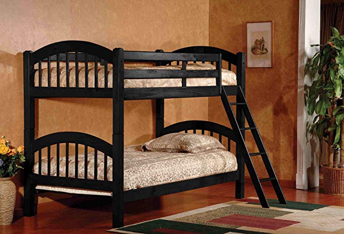Kings Brand Furniture Wood Arched Design Twin Size Convertible Bunk Bed (Black)