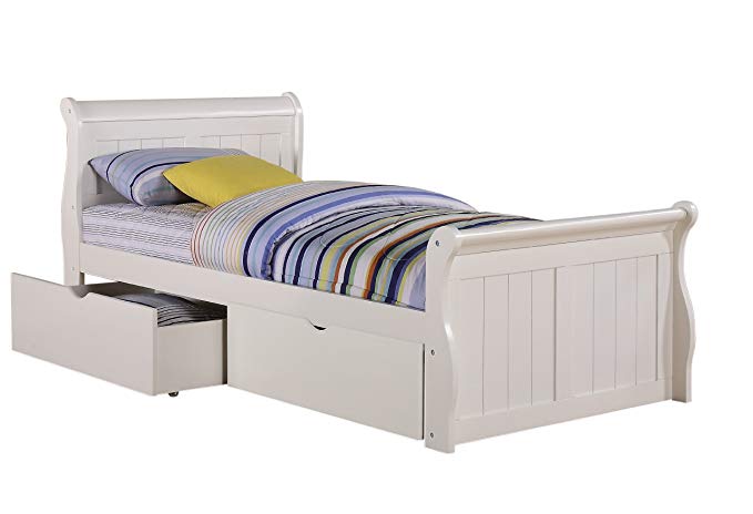 DONCO Twin White Sleigh Bed Drawers