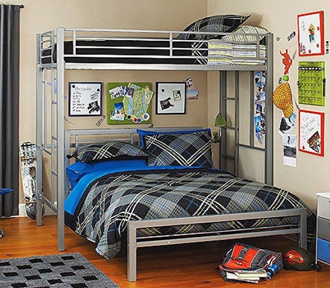 Bed Metal Frame for Kids Bedroom, Teenager and Dorm. (Color: Silver, Size: full (It is the bed under the loft bed)
