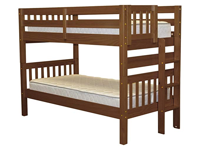 Bedz King Bunk Beds Twin Over Twin Mission Style with End Ladder, Espresso
