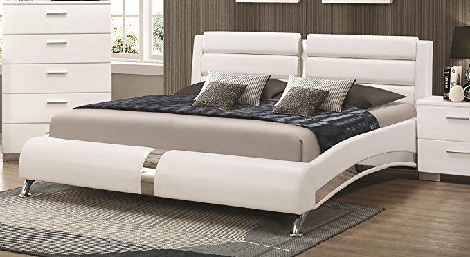 Coaster 300345KE Felicity White Eastern King Bed With Metallic Accents
