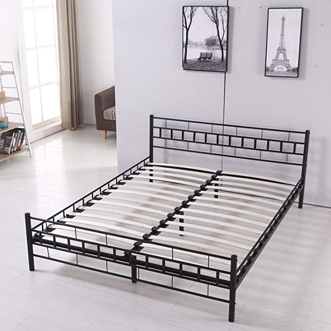 Bestmart INC Foldable Easy Set-up Steel Bed Frame/Platform Bed Bedroom Furniture Black (Full)