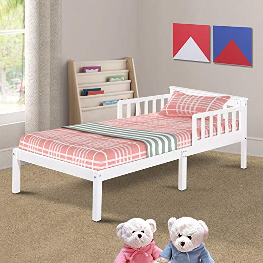 Harper&Bright Designs Solid Wood Toddler Bed, White, Twin