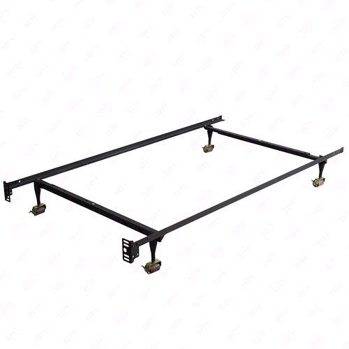Mecor Heavy Duty Adjustable Metal Bed Frame Platform,with Rug Rollers & Locking Wheels,Fits Twin,Full,Queen Size