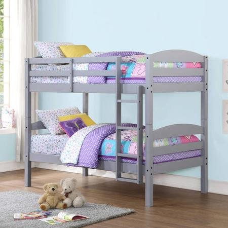 Sturdy Mainstays Twin Over Twin Wood Bunk Bed, Multiple Finishes (Gray)