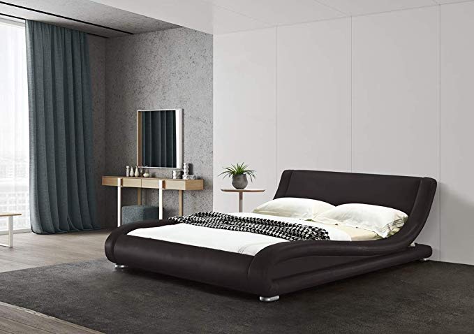 GREATIME B1070 Queen Dark Brown Contemporary Upholstered Bed