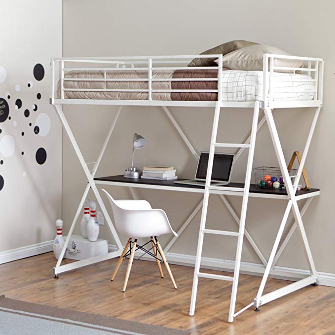 Duro Z Bunk Bed Loft with Desk - White
