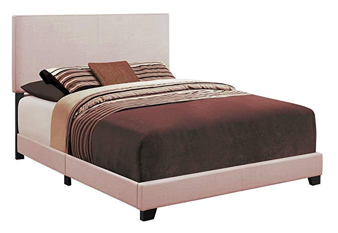 Beige Cloth Linen Bed Frame, Bed in a Box (Twin)