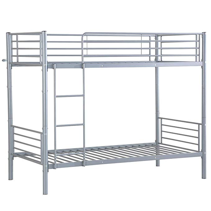 Giantex Twin Over Twin Metal Bunk Bed Frame Ladder Kids Adult Children Bedroom Dorm