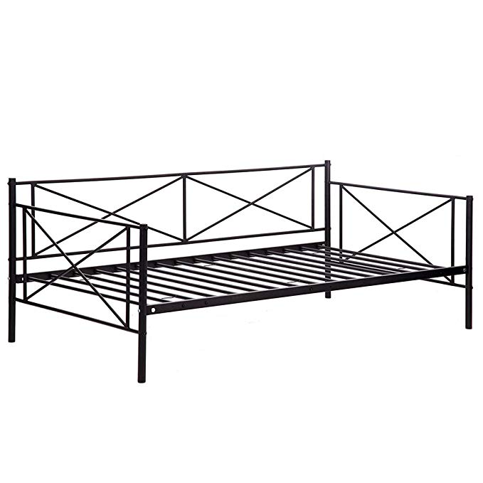 Daybed Metal Daybed Frame Twin with Steel Slats Bed Frame Box Spring Replacement