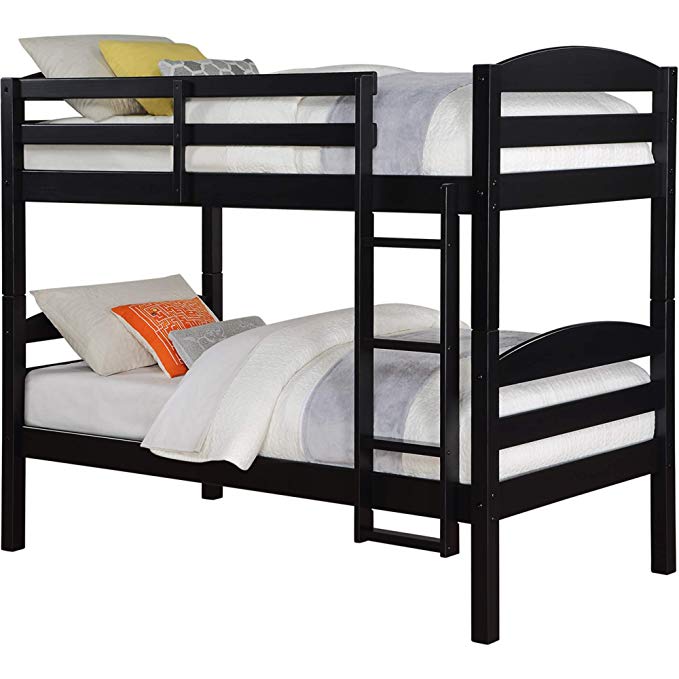 Mainstays Twin over Twin Wood Bunk Bed - Black