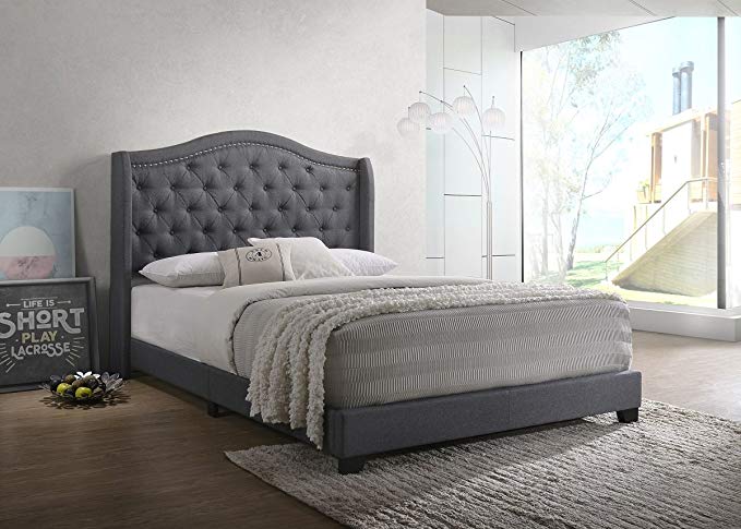 Home Design Marlow Upholstered Bed (Dark Grey, Queen)