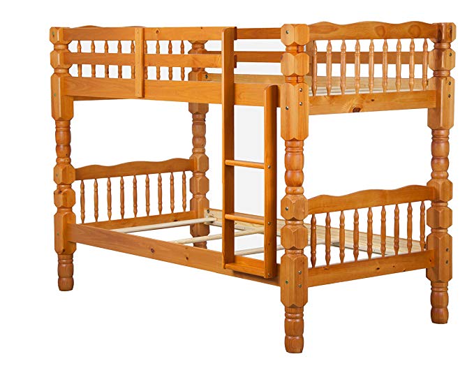 100% Solid Wood Dakota Twin Over Twin Bunk Bed by Palace Imports, Honey Pine, 4